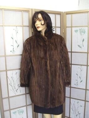 MINT MAHOGANY MINK FUR COAT WOMEN SZ 6-8